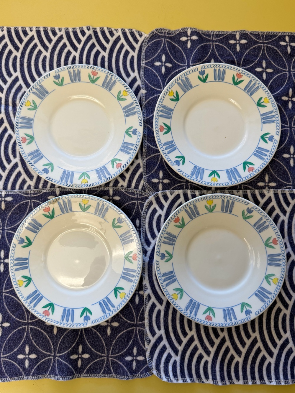 Set of 4 Vintage Tivoli Tulip Plates – Riviera Van Beers – Floral Stoneware